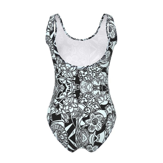 floral swimsuit - black / pale blue