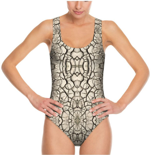 SWIMSUIT -CRACKED EARTH PATTERN